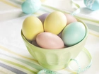Wielkanoc, Obrus, Miseczka, Kolorowe Jajka