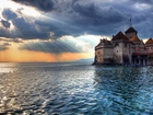Zamek, Chillon, Jezioro, Genewskie, Chmury, Przebijające, Światło