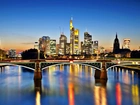 Rzeka, Men, Most, Frankfurt, Panorama, Miasta, Nocą
