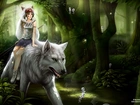 Mononoke hime, Księżniczka Mononoke, anime, dziewczyna, wilk