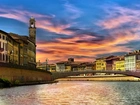 Panorama, Piza, Włochy, Most, Rzeka