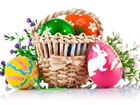 Koszyk, Wielkanocny, Pisanki, Kwiaty