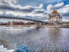 Moskwa, Rzeka, Most, Cerkiew, Chrystusa, Zbawiciela