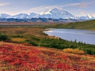 Alaska, Góry, Jezioro, Łąki