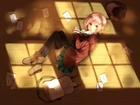 Dziewczyna, Podłoga, Listy, Anime