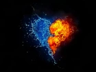 Grafika, Serce, Woda, Ogień, Miłość