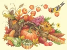 Halloween,warzywa, dynie , ptaszek