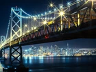 San Francisco, Noc, Oświetlony, Most, Rzeka