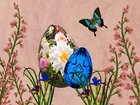 Kwiaty, Jajka, Motyl, Grafika, Wielkanoc