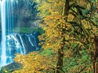 Wodospad, Skały, Kolorowe, Drzewa, Jesień