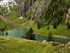Góry, Jezioro, Ławka, Szwajcaria
