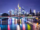 Frankfurt, Noc, Most, Rzeka, Kolorowe, Światła