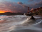 Most, Golden Gate, Morze, Zachód, Słońca, San Francisco