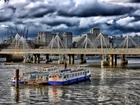 Londyn, Most, Rzeka, Chmury, Statki, Wycieczkowe