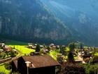 Góry, Domy, Lauterbrunnen, Szwajcaria