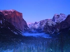 Park, Yosemite, Góry, Las, Mgła, Zima