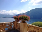 Góry, Jezioro, Como, Taras, Kwiaty, Włochy