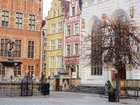 Gdańsk, Stare Miasto, Dwór Artusa, Posąg, Posejdon, Zabytkowe, Kamienice