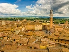 Wieża, Domy, Panorama, Miasta, Siena, Toskania, Włochy