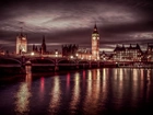 Londyn, Miasto Nocą, Most, Rzeka