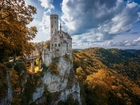 Zamek, Lichtenstein, Skały, Góry, Lasy