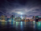 Nowy Jork, Drapacze Chmur, Noc, Most