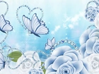 Niebieskie, Róże, Serca, Motyle