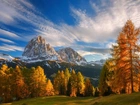 Góry, Lasy, Łąki, Jesień, Alpy