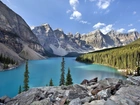 Góry, Jezioro, Kamienie, Drzewa, Banff, Kanada
