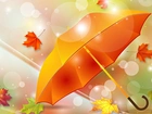 Jesień, Parasol, Liście, Grafika 2D