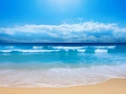 Plaża, Morze, Błękitne, Niebo