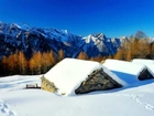 Zima, Góry, Ośnieżone, Dachy