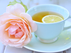 Herbata, , Cytryną, W, Filiżance, Róża