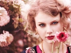 Kobieta, Taylor Swift, Kwiaty, Makijaż