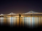 San Francisco, Oświetlony, Wiszący, Most, Noc, Odbicie
