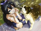 Dziewczyna, Słomka, Pies, Park, Manga, Anime