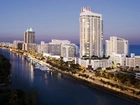 Miasto, Miami, Panorama, Palmy, Jachty, Ocean, USA