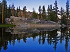 Park Narodowy Yosemite, Jezioro, Las, Skała, Odbicie