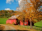 Dom, Przy, Drodze, Jesień, Anglia, Vermont