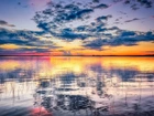 Finlandia, Jezioro Oijärvi, Trawy, Zachód słońca
