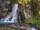 Wodospad Gollinger Waterfall, Rzeka, Kamienie, Skały, Las, Drzewa, Roślinność, Salzburg, Miejscowość Golling, Austria