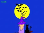 Halloween,kot , księżyc