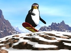 Pingwin, Snowbord, Śnieg, Zima, Linux