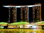 Singapur, Marina Bay Sands, Noc, Zielona, Dekoracja
