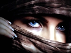 Kobieta, Chusta, Niebieskie, Oczy