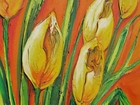 Żółte, Tulipany, Obraz, Olejny
