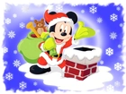 Święta, Myszka, Miki, Prezenty, Płatki, Śniegu