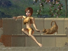 Kobieta, Kot, 3D