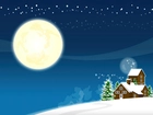 Boże, Narodzenie, Noc, Księżyc, Domek, Choinka