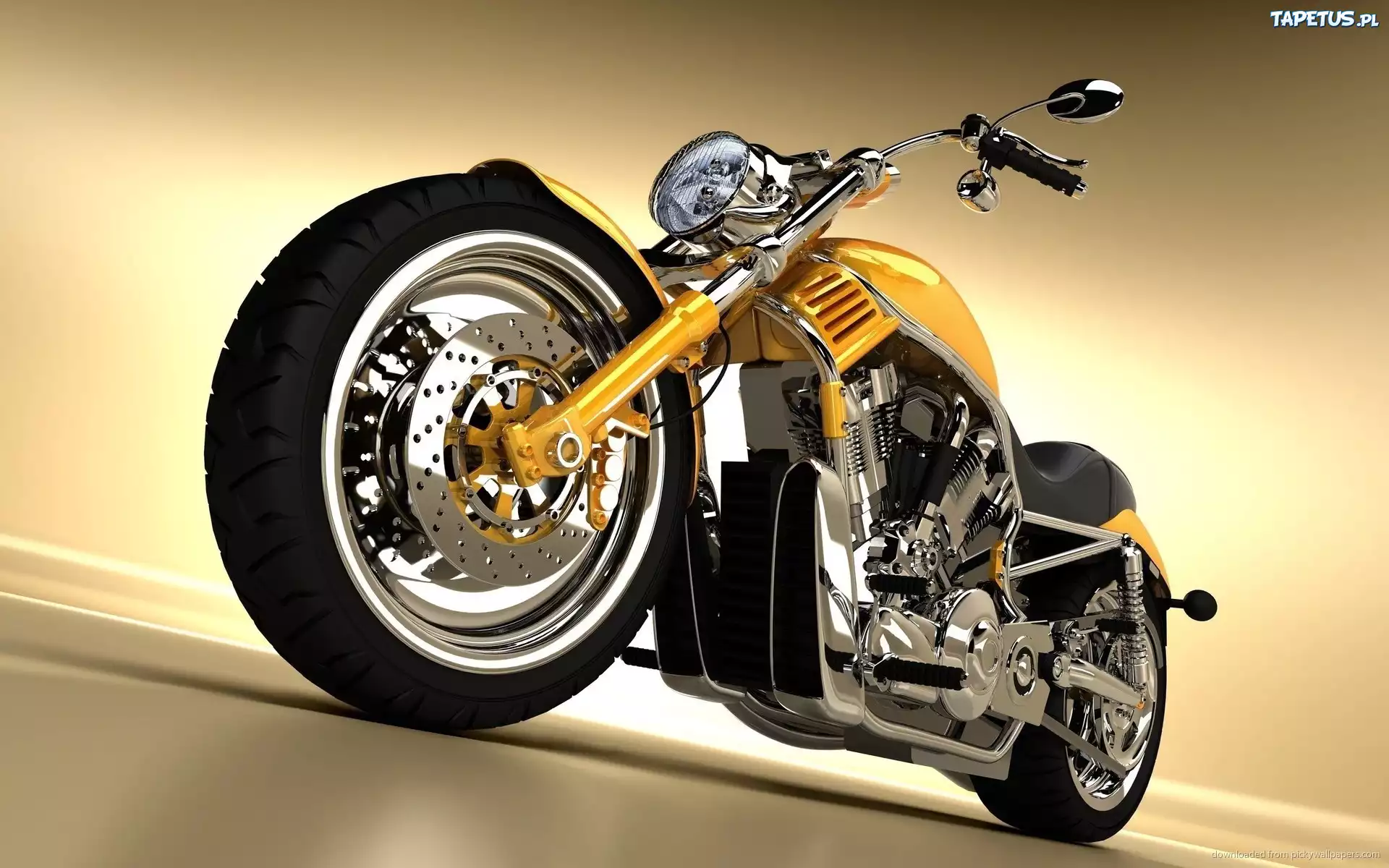 Harley Davidson, Chopper, Żółty, Motocykl